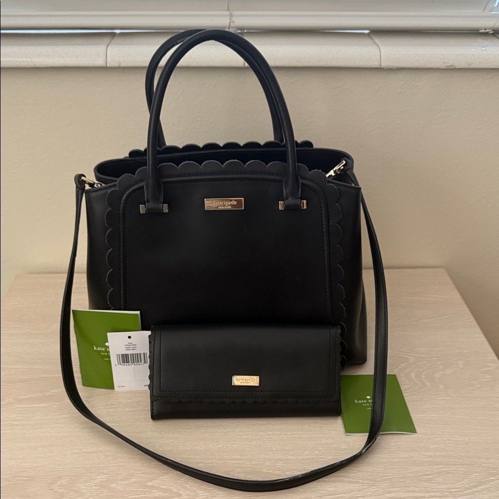 KATE SPADE Linzi maple court satchel with wallet in black